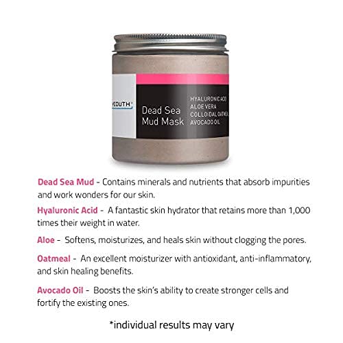 Yeouth Dead Sea Mud Masks for face with Hyaluronic Acid, Face Masks Skincare Clay Mud for Pore, Wrinkles, Acne & Dark…