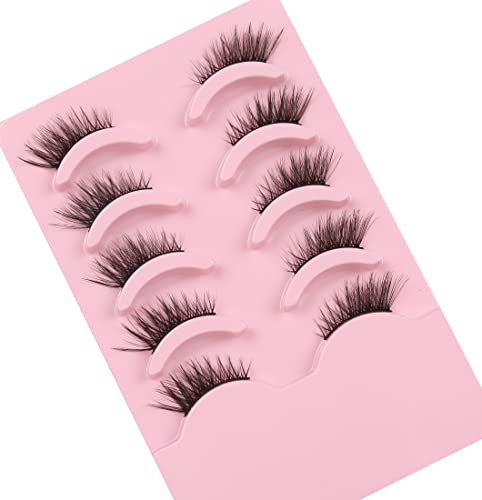 Himirell Half Lashes Natural Look Cat Eye Lashes Short Accent Corner False Eyelashes Look Natural Faux Mink Lashes 5…