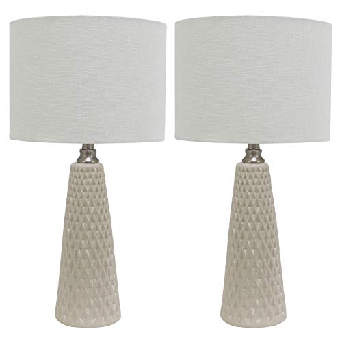 Decor Therapy MP1631 Set of Two Jameson Textured Ceramic Table Lamps, 13x13x26.5, Ivory, 2 Count