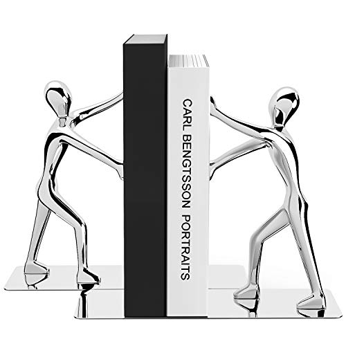 MROCO Decorative Bookends Heavy Duty Zinc Alloy Man Book End, Non-skid Bookend, Metal Book Ends for Shelves, Book…