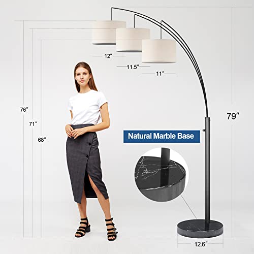 PARTPHONER Arc Floor Lamps for Living Room, Modern Black Floor Lamp Tall Standing Lamps, Multi-Arm Trilage Arched Floor…