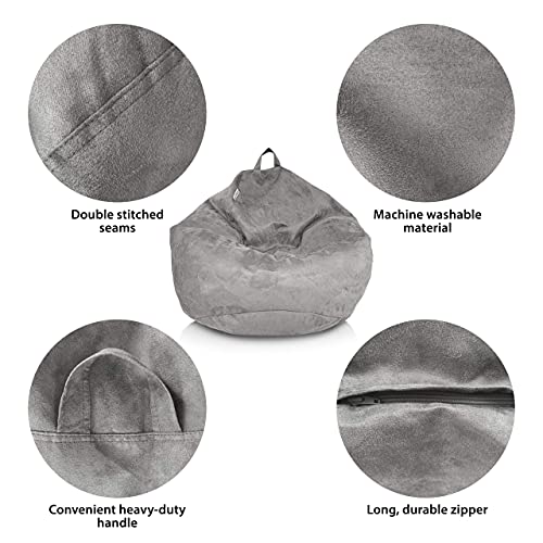 Delmach Bean Bag Chair Cover (No Filler) | Bird's Nest Shape | Adult Size | Microsuede | Stuffed Animal Storage for Kids…