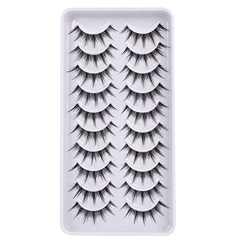 Manga Lashes Spiky Anime False Eyelashes with Clear Band Natural Look Fluffy Wispy 3D Faux Mink Lashes for Cosplay…