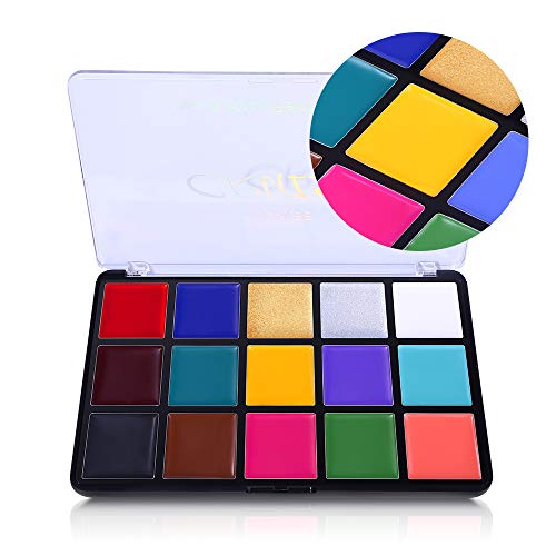 UCANBE Face Body Paint Oil, Professional 15 Colors FX Makeup Palette- Non Toxic Hypoallergenic Safe Facepaint for…