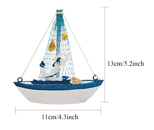 Wisonique Mini Sailboat Decor, 6 Pcs Mini Sailing Boat, Vintage Nautical Handmade Wooden Sailboat Decoration, Mini…