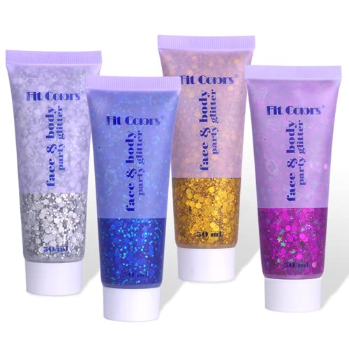 Body Glitter Holographic Chunky Glitter Gel for Festival Halloween Make-up Face Glitter Liquid Hair Glitter for Women…