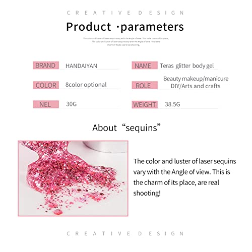 Body Glitter Gel for Women & Girls, Glitter Eyeshadow, Easy to Apply&Remove Mermaid Sequins Chunky Glitter for Body Face…