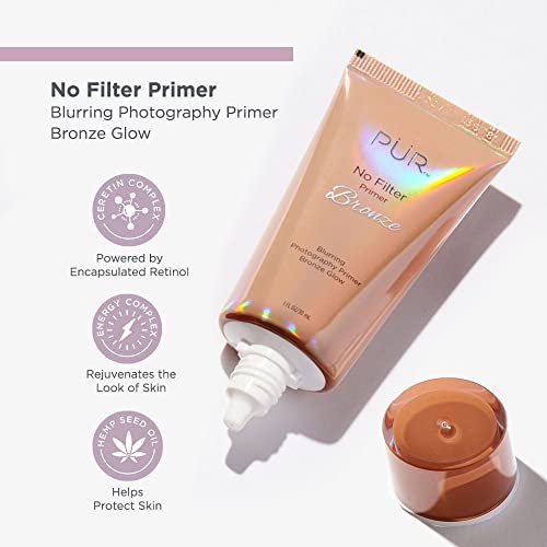 PUR Cosmetics No Filter Primer Blurring Photography Primer Bronze Glow, 1 Fl Oz