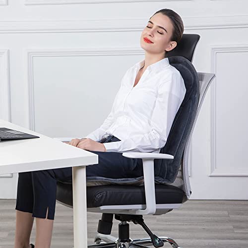 Snailax Vibration Massage Seat Cushion with Heat 6 Vibrating Motors and 2 Heat Levels, Back Massager, Massage Chair Pad…