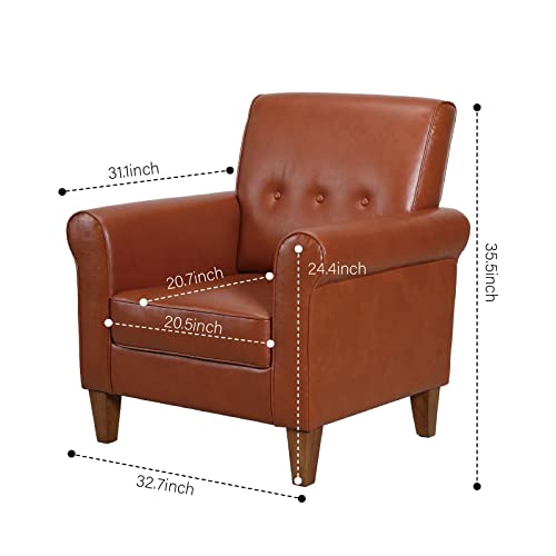 FlexPedic Lounge Chair Living Room Reading Chair, Faux Leather Tufted Chairs Accent Armchair with Sturdy Backrest and…