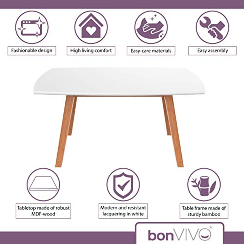 bonVIVO Small Coffee Table - Franz Designer Low Table w/Wooden Bamboo Frame for Sitting, Storage and Living Room…
