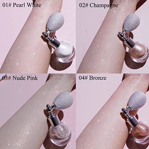 Glitter Body Spray Face Hair Highlighter Spray Shimmer High Gloss Powder Sparkle Makeup Cosmetic (01# Pearl White)