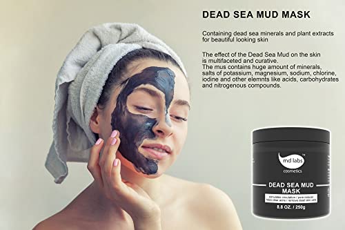 md labs cosmetics Dead Sea Mud Mask - for Face and Body - Spa Quality Pore Reducer - Natural Skin Care for Women and Men…