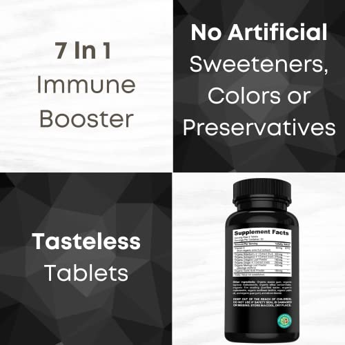 OrganicBolt USDA Organic Immune Support Supplement, High Potency 7-in-1 Immunity Booster Tablets with Vitamin C…
