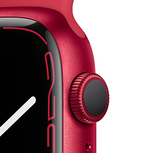 Apple Watch Series 7 [GPS 45mm] Smart Watch w/ (Product) RED Aluminum Case with (Product) RED Sport Band. Fitness Tracker, Blood Oxygen & ECG Apps, Always-On Retina Display, Water Resistant