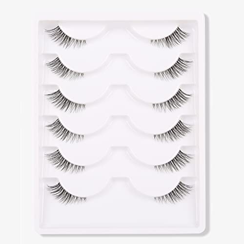 Half Lashes with Clear Band Wispy Eyelashes Natural Look 3D Lashes Short Cat Eye Lash Fake Eyelashes Pack by Ezreiily