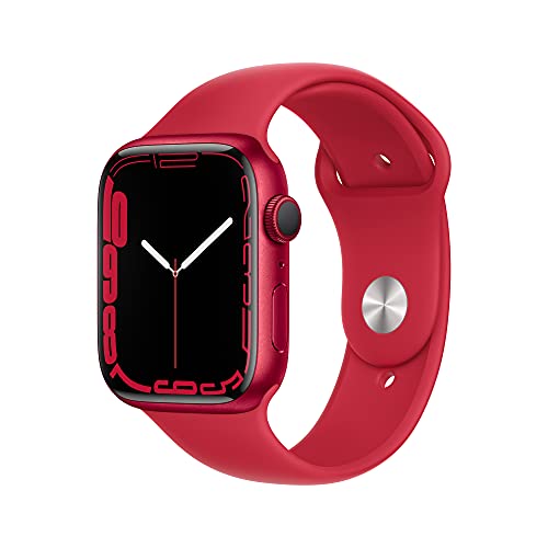 Apple Watch Series 7 [GPS 45mm] Smart Watch w/ (Product) RED Aluminum Case with (Product) RED Sport Band. Fitness Tracker, Blood Oxygen & ECG Apps, Always-On Retina Display, Water Resistant