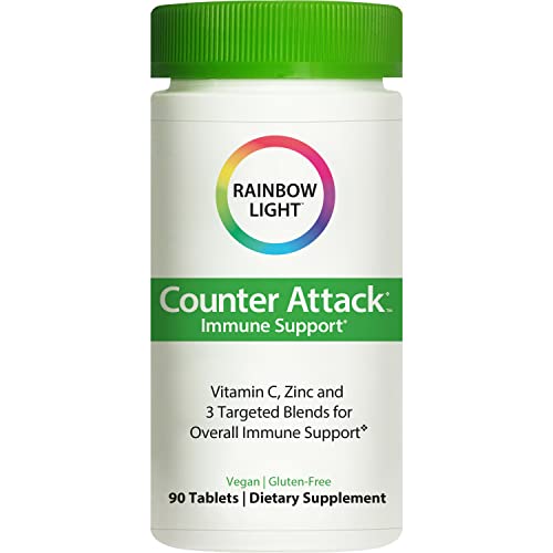 Rainbow Light Immune Support, Vitamin C & Zinc, Counter Attack, Gluten Free, Vegan, Sugar-Free, 3 Targeted Blends For…