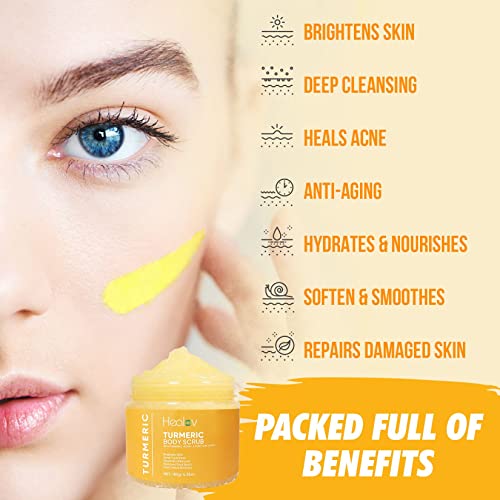 Turmeric Body Scrub - Skin Brightening Face & Body Scrub with Turmeric - All-Natural Exfoliating Turmeric Body Scrub for…