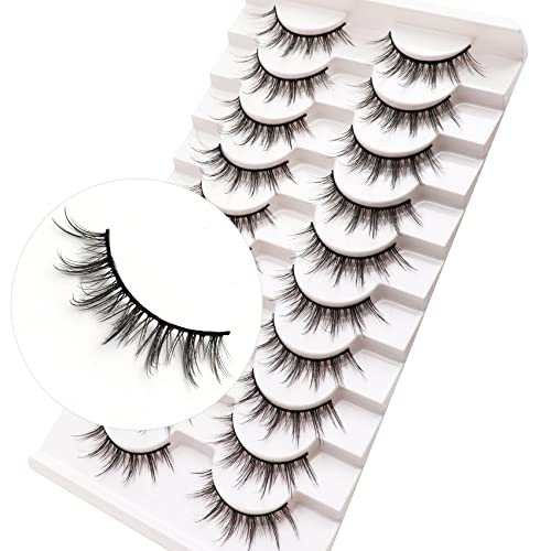 Losha Manga Lashes Fluffy Faux Mink Lashes Natural Look 10 Pairs Asian False Eyelashes Pack Look Like Individual…