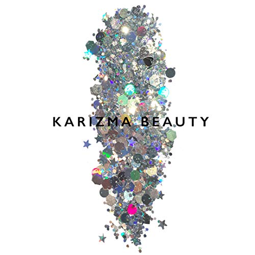 KARIZMA Holographic Silver Body Glitter. 10g Chunky Face Glitter, Hair Glitter, Eye Glitter and Body Glitter for Women…