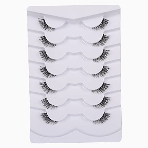 GMAGICTOBO False Eyelashes Natural Half Lashes Short Wispy Clear Band Lashes Pack Cat Eye 3D Faux Mink Lashes Fake…