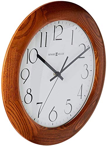 Howard Miller Santa Fe Wall Clock 625-355 – 12.75-Inch Champagne Oak Finish, Modern Convex Glass Crystal, Round Home…