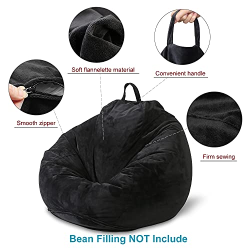 MFTEK Bean Bag Chair Cover(No Filling), Large Washable Soft Velvet Bean Bag, Stuffed Animal Storage or Memory Foam for…
