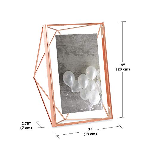 Umbra Prisma Picture Frame, 5x7 Photo Display for Desk or Wall, Copper