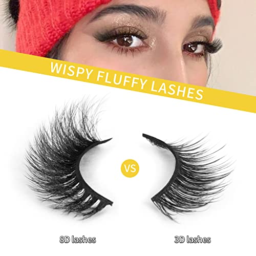KOUSEI Lashes False Eyelashes Cat Eyes Wispy Natural Faux Mink Lashes 6 Pairs Pack Light Volume Short Fake Eye Lashes…