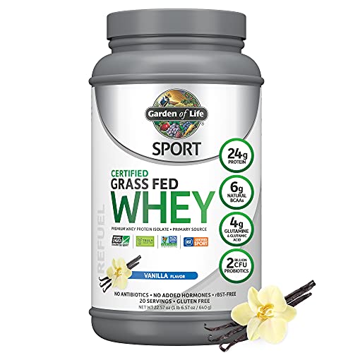 Garden of Life Sport Whey Protein Powder Vanilla, Premium Grass Fed Whey Protein Isolate Plus Probiotics for Immune…