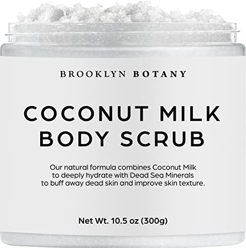 Brooklyn Botany Dead Sea Salt and Coconut Milk Body Scrub - Moisturizing and Exfoliating Body, Face, Hand, Foot Scrub…