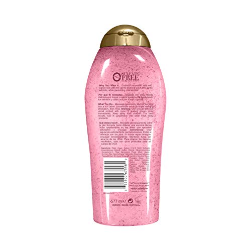 OGX Pink Sea Salt & Rosewater Gentle Soothing Body Scrub, Light Exfoliating Body Wash, Sulfate-Free, 19.5 Ounce, 1.0…