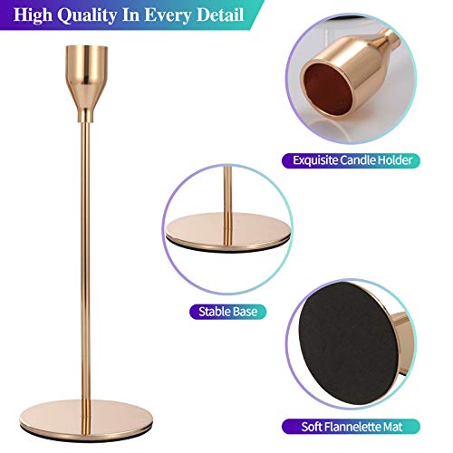 Anndason Set of 6 Pink Gold Candlestick Holders Pink Gold Candle Holder Taper Candle Holders Candle Holders Decorative…