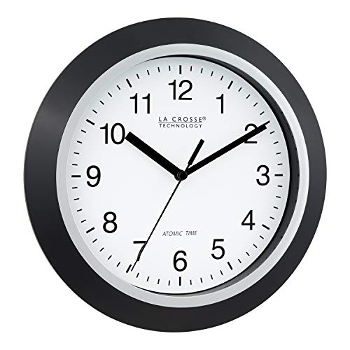 La Crosse Technology WT-3102B 10-Inch WWVB Self-set Analog Wall Clock and automatic DST reset,Black/silver