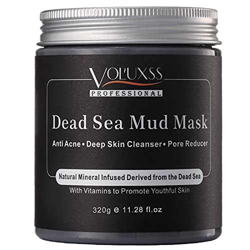 Voluxss Dead Sea Mud Mask for Face and Body,Deep Cleansing Face Mask for Acne,Pore Minimizer,Natural Skincare Charcoal…