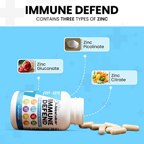 Immune Defense Support Supplement 8 in 1 w/Zinc 50mg Quercetin, VIT C 1000mg, Vitamin D3 5000 IU, Elderberry, Turmeric…