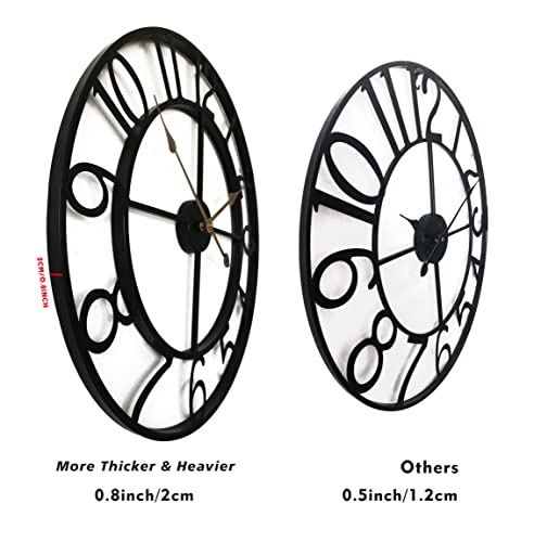 Qukueoy 18 Inch Thicker Metal Large Wall Clock Home Decorative Industrial Clocks with Big Arabic Numerals,Retro…