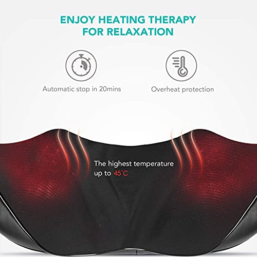 Neck Shoulder Massage with Soothing Heat, Electric Shiatsu Back Massager 3D Deep Tissue Kneading Massagers for Full Body…