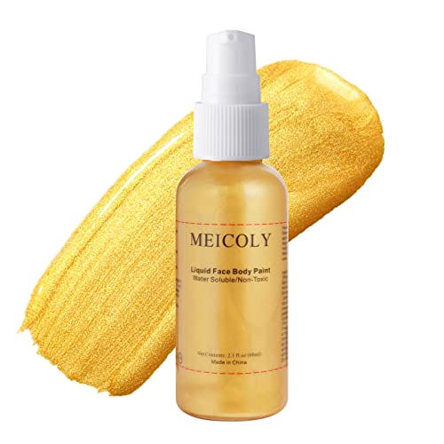 MEICOLY Cream Gold Face Body Paint,2.1Oz Smudge-proof Gold Body Paint,Water Based Washable Full Body Paint for Adults…