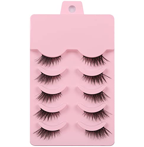 Himirell Half Lashes Natural Look Cat Eye Lashes Short Accent Corner False Eyelashes Look Natural Faux Mink Lashes 5…
