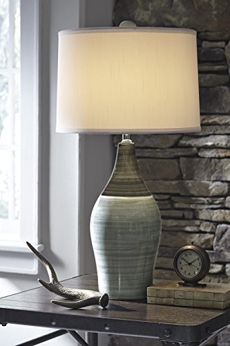 Signature Design by Ashley Niobe 28" Glazed Ceramic Table Lamp, 2 Count, Multicolored & Gray