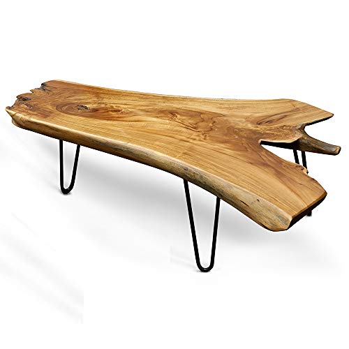 Badang carving natural teak coffee table with clear lacquer finish