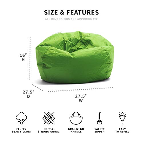 Big Joe Classic Bean Bag Chair, Spicy Lime Smartmax, 2ft Round