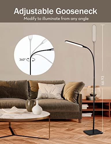 LED Floor Lamp, 4 Brightness Levels & 4 Colors Dimmable Floor Lamp Modern Standing Light Adjustable Gooseneck Task…