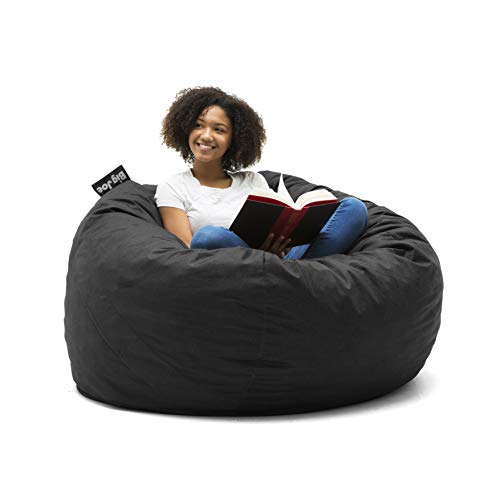 Big Joe Fuf Large Foam Filled Bean Bag Chair with Removable Cover, Black Lenox, 4ft Big