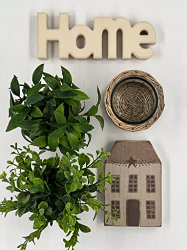 EverydayThemed Tiered Tray Decor Items Bundle 5-Piece Set - Includes Two Pieces of Plant Decor, One Small Rustic Candle…