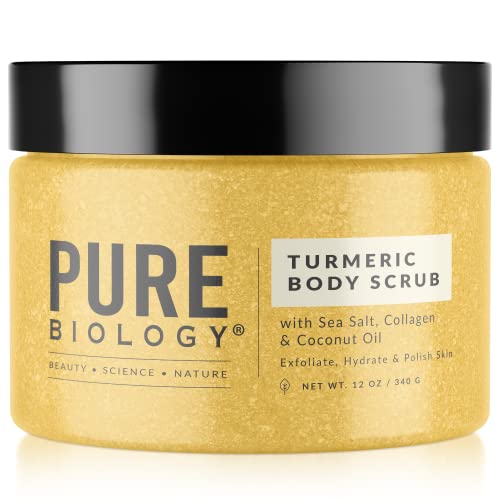 Exfoliating Body Scrub for Men and Women | Turmeric Scrub and Sea Salt Scrub Body Exfoliator with Collagen and Coconut…