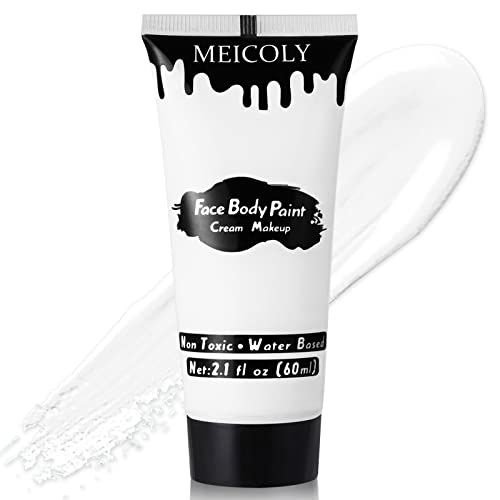 MEICOLY White Cream Face Body Paint,2.1Oz Large Tube Clown White Makeup,Water Based Full Body Paint for Adults and…
