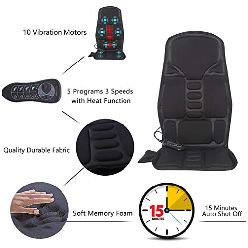 SLOTHMORE Vibration Back Massager, Back Massage Cushion, 10 Vibrating Nodes to Release Stress and Fatigue, for Home and…